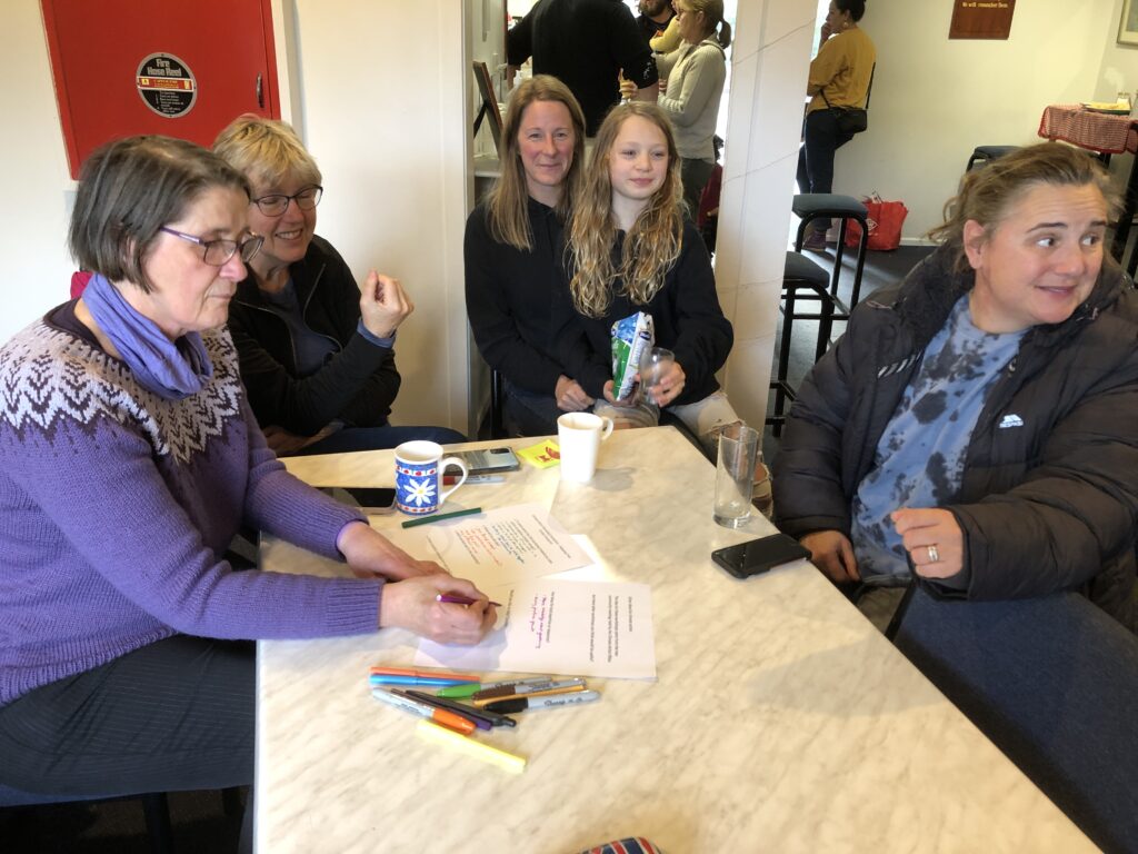 Group of four women sitting at table