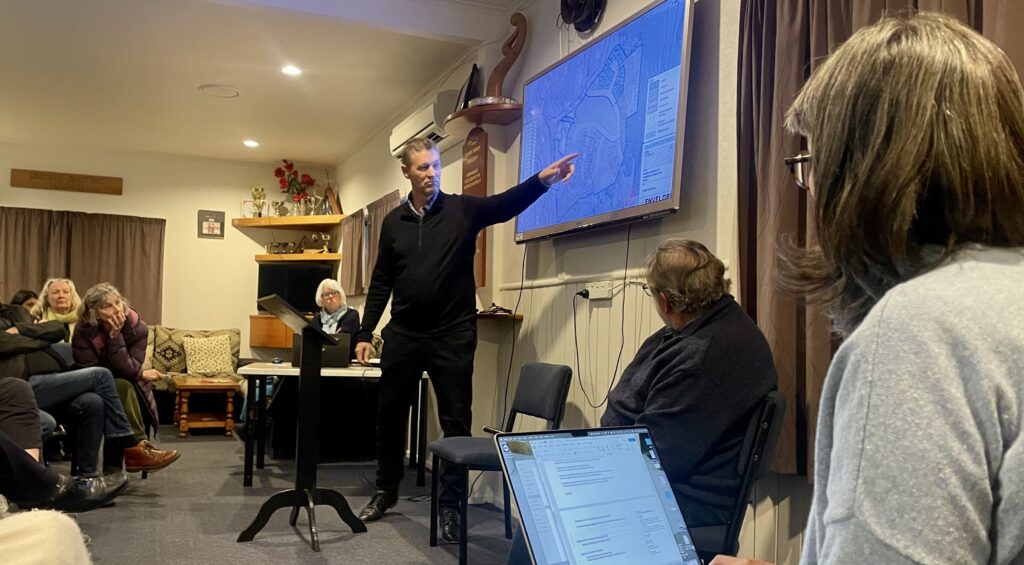 Simon Barber presenting at the Pukerua Bay residents Association AGM